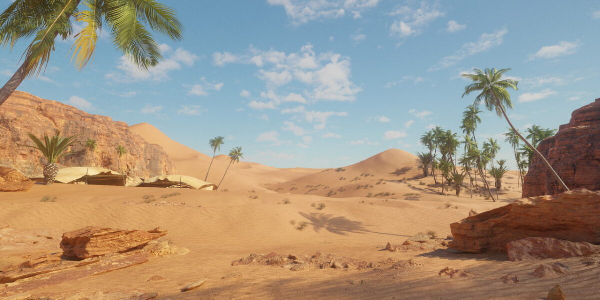 Desert Daylight & Sunset 3D Scene - CG Folks